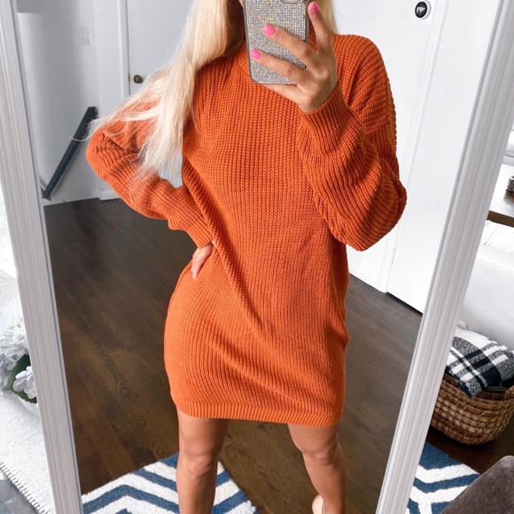 🍁 RUST KNIT SWEATER DRESS! - Picture 4 of 16